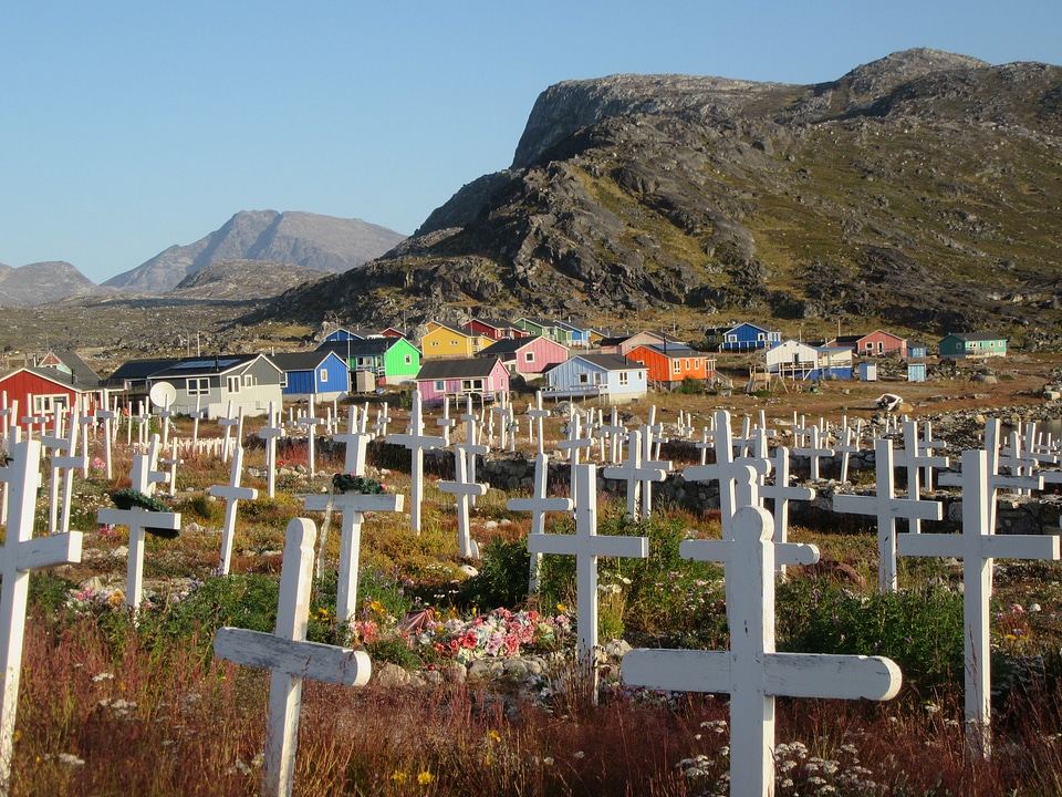 Cemetery and hill Nanortalik Greenland