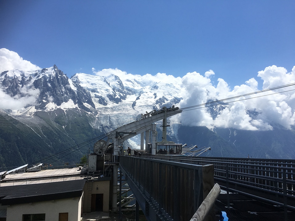 Cable car pylon on the chamonix mont blanc