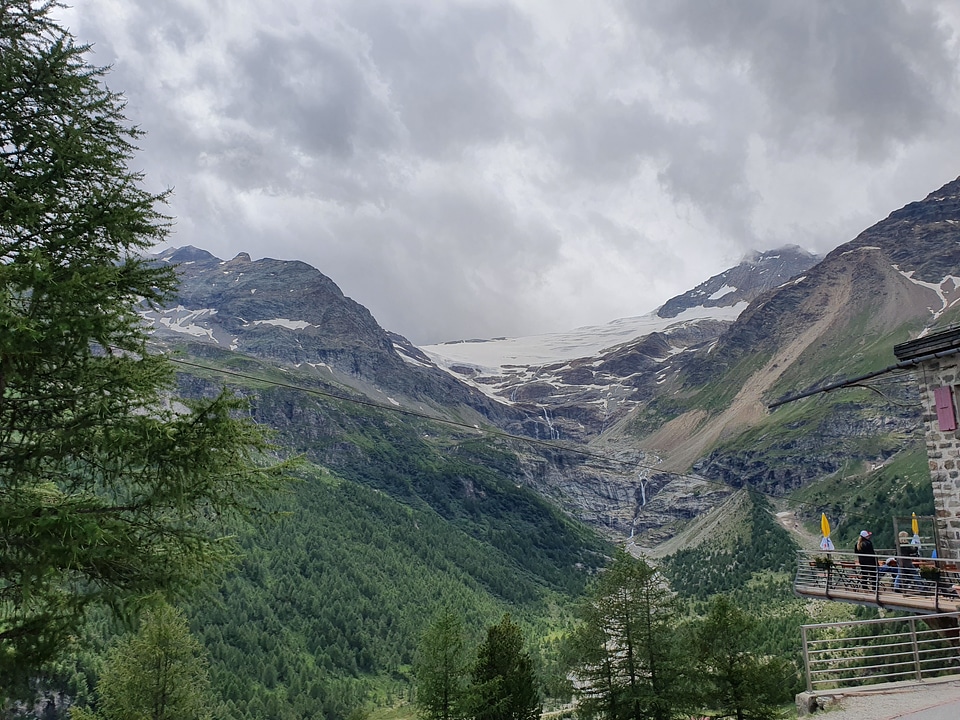 Swiss mountain train Bernina Express crossed Alps