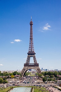 Blue sky under the Eiffel Tower