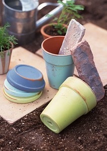 terracotta pots with Brick