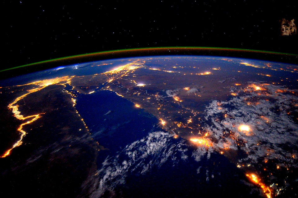 The Nile river at night