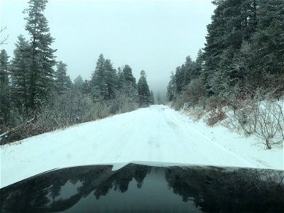 Sandia Crest Byway 536 in snow