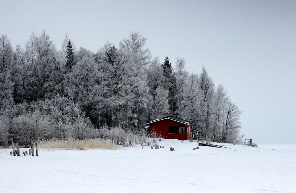 Winter landscape snow and sky