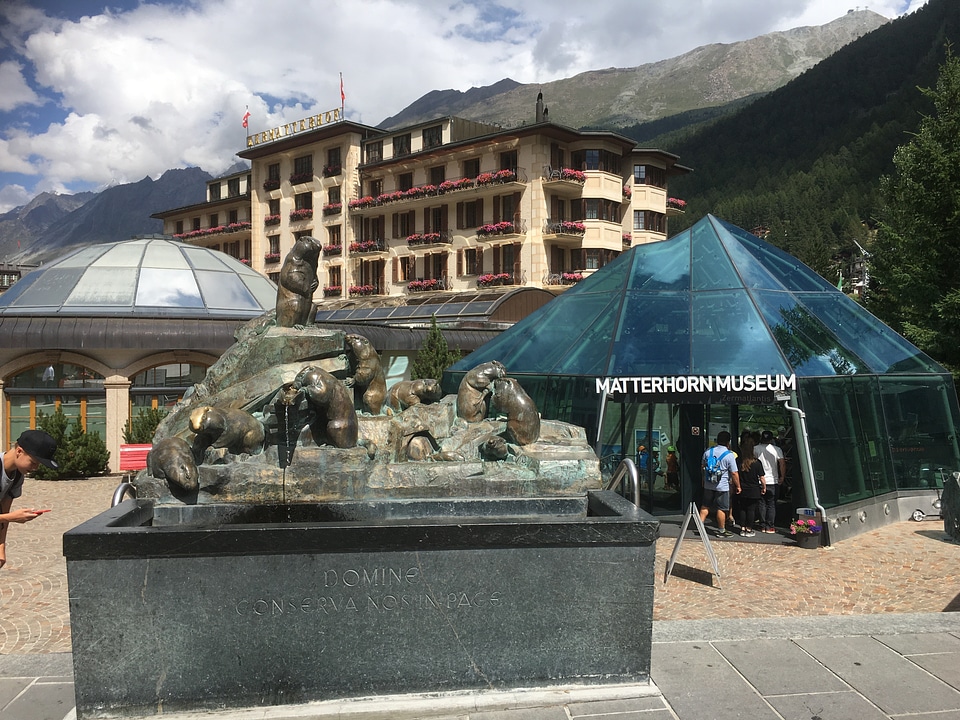 Zermatt village with peak of Matterhorn in Swiss Alps