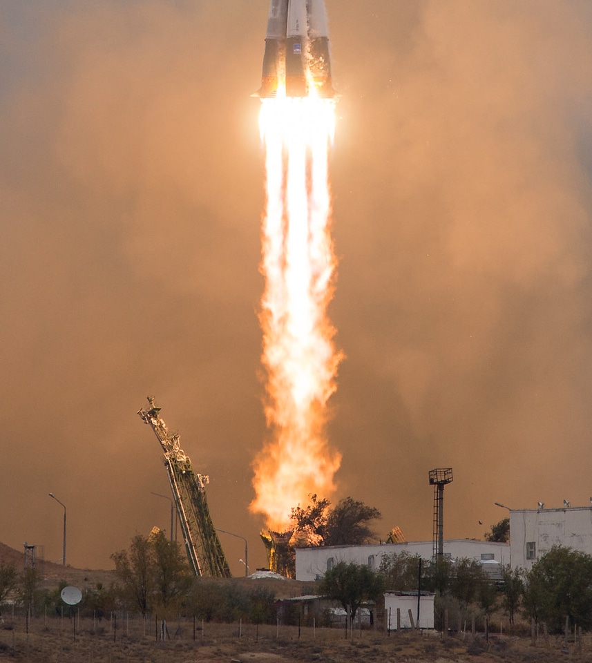 The Soyuz MS-02 rocket is launched
