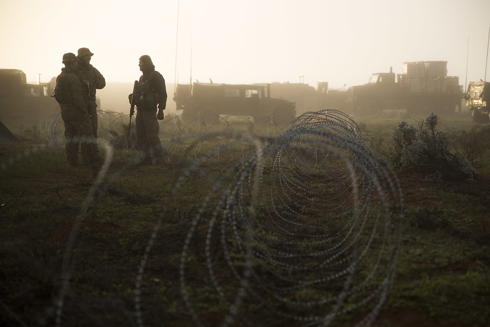 Australian soldiers guard the combat operations center