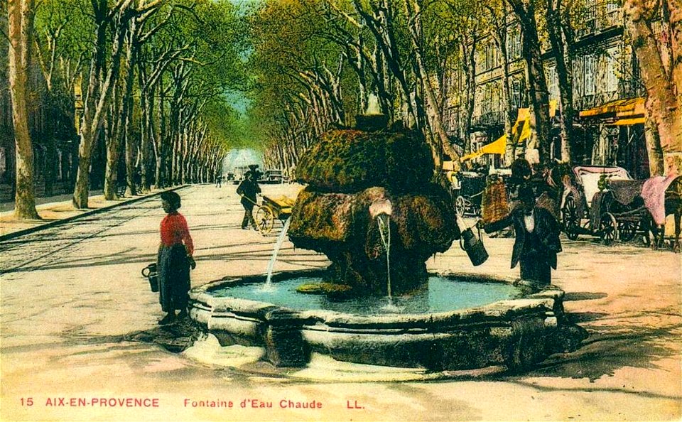Aix-en-Provence.Fontaine d'eau chaude.Colorisée