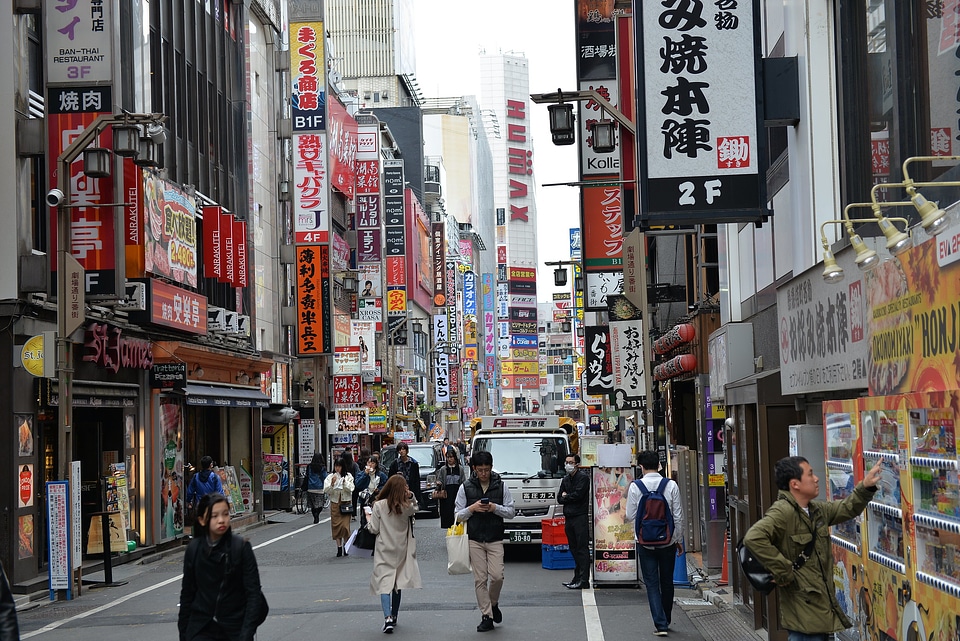 Street view of Kabukicho district in Tokyo Japan