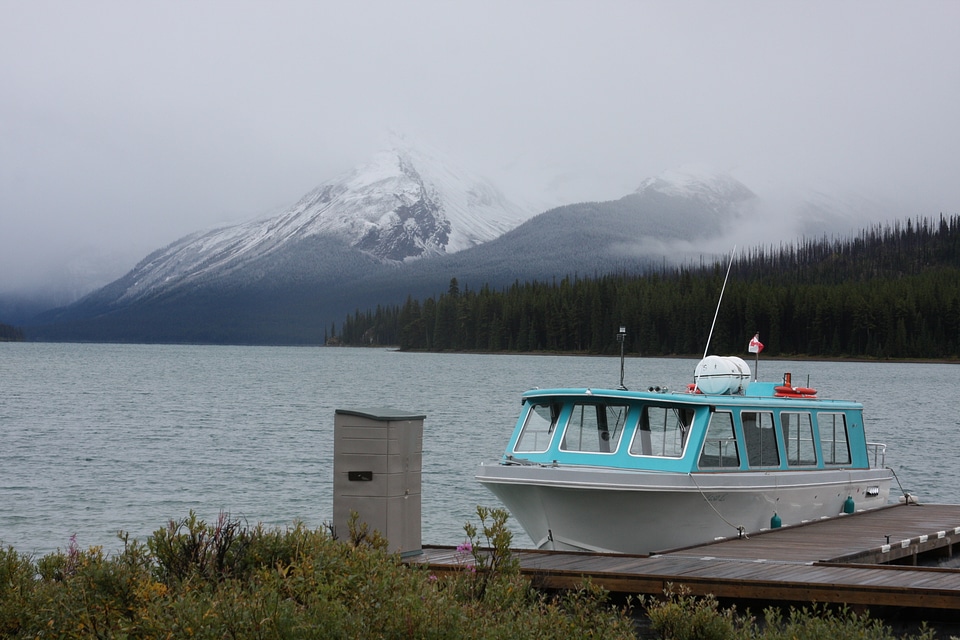 Maligne Lake and Maligne Mountain, Jasper, Canadian Rockies photo