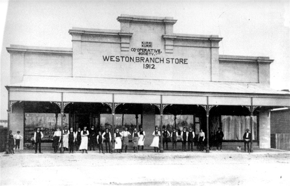 Staff outside the Weston Branch Store of the Kurri Kurri Co-operative Society, Weson, NSW, [1912]
