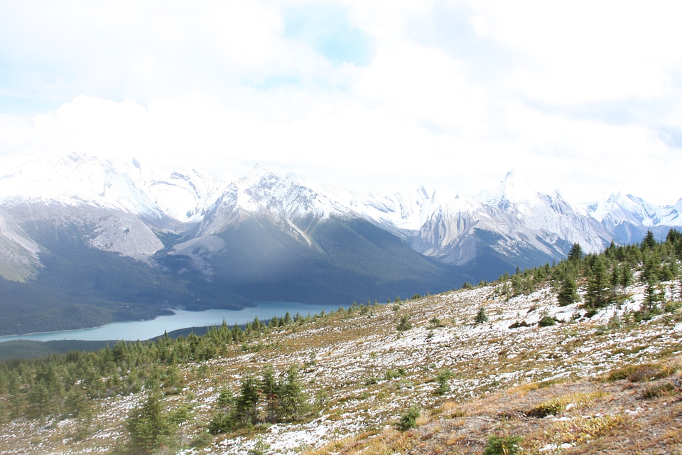 Maligne Lake from the Bald Hills in Jasper National Park photo