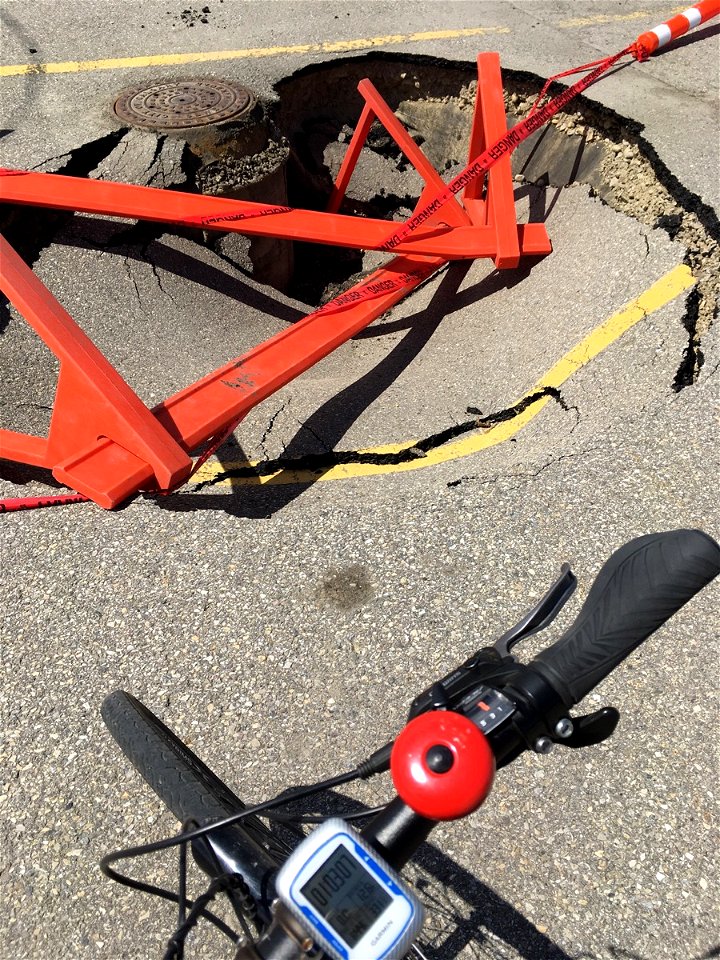An impressive pothole on today's bike ride