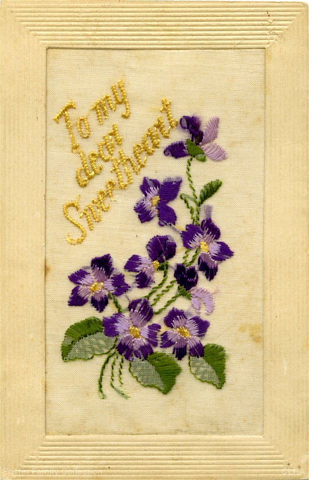 "To my dear Sweetheart" - romantic card sent by Ken Foster to his fiancee, Elsie, during World War 1.