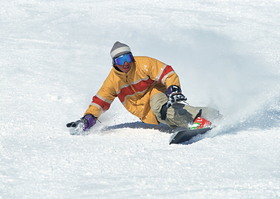 Snowboarder in action at the mountains