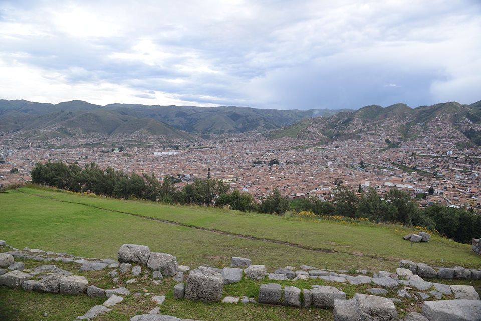 Landscape with panoramic view of Cusco, Peru