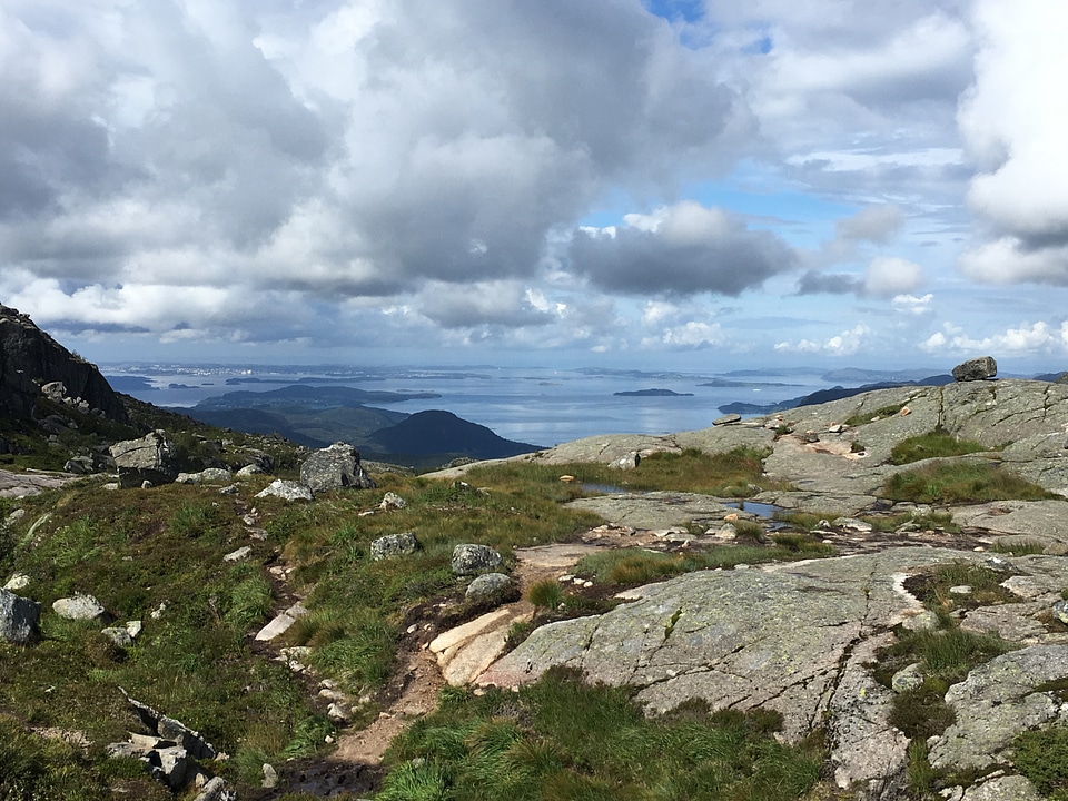 The trail to Troll's Tongue rock in Hordaland county Norway