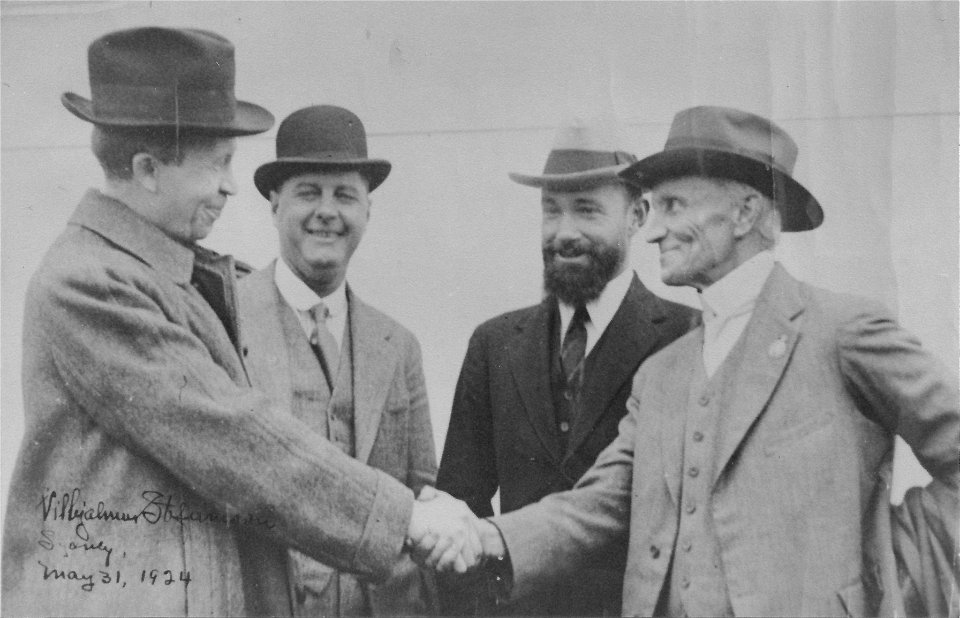 Far right: Sir Edgeworth David with three other gentlemen, 31 May 1924