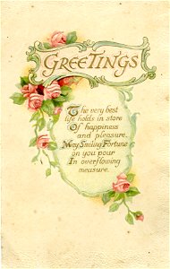 "Greetings" - Christmas and New Year card