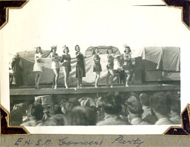 Ladies performing on truck platform - ENSA Concert Party photo