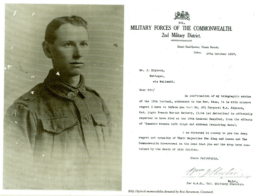Services remembered - William Alexander Diplock (1894-1917)