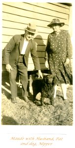 Maude Foster with Husband, Pat, and dog, Nipper, [n.d.] photo