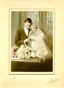 Unidentified bridal couple, [1920s] photo
