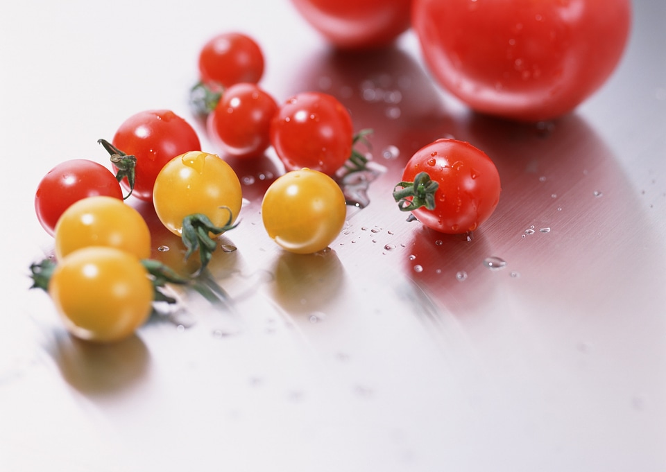 Tomato with drop of water