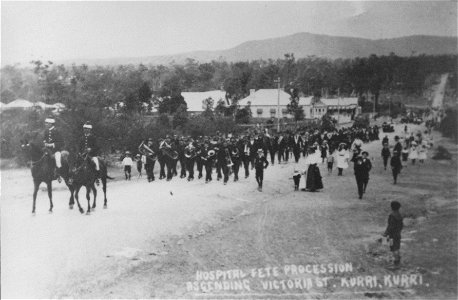 Hospital Fete procession ascending Victoria Street, Kurri Kurri, NSW, [n.d.]