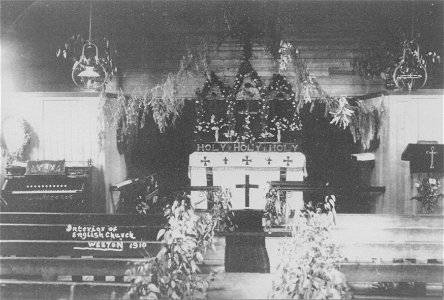 Interior of English Church, Weston, NSW, 1910.