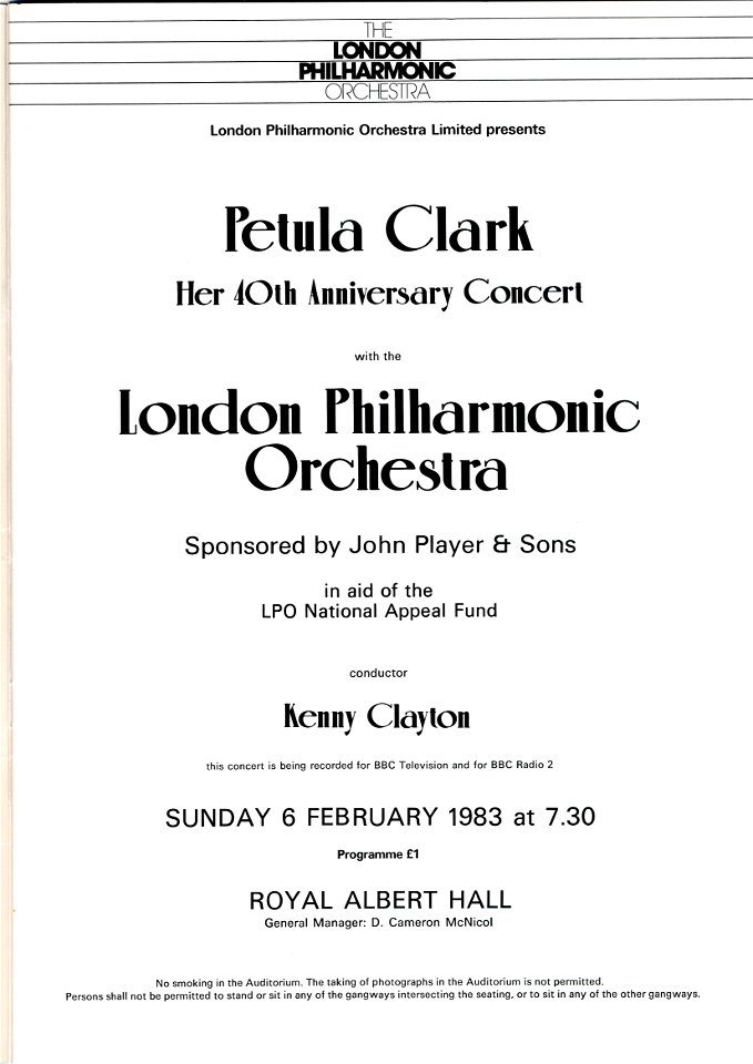 Petula Clark at The Royal Albert Hall, 1983