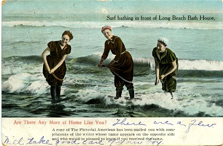 Surf Bathing In Front Of Long Beach Bath House photo