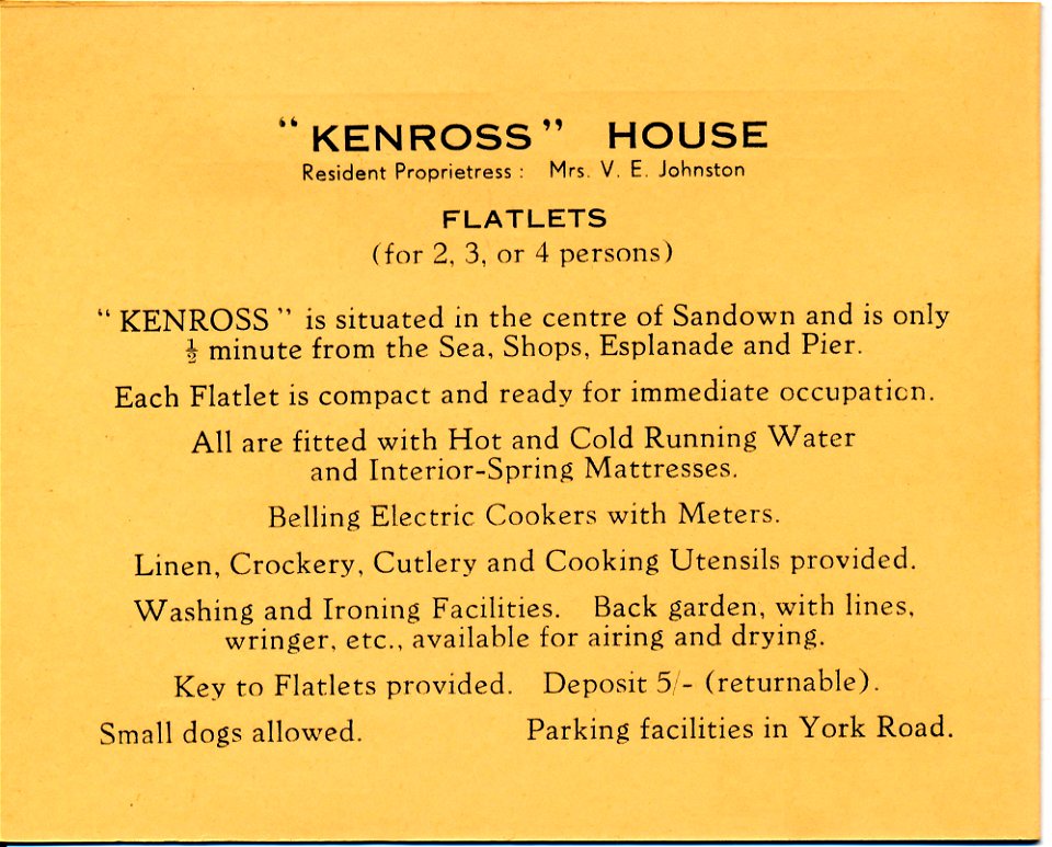 Kenross House, Sandown, 1961/2