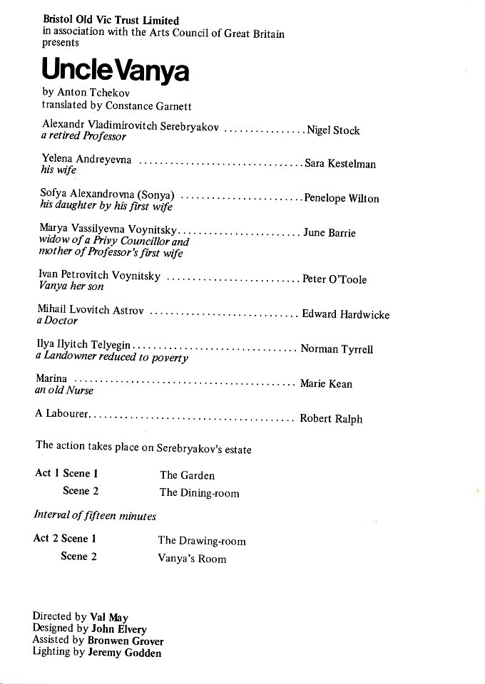 Bristol Old Vic, October 1973