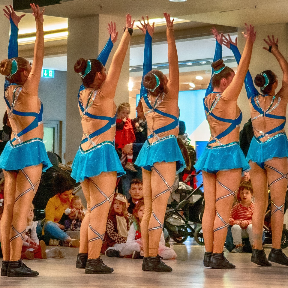 Group of cheerleaders in action