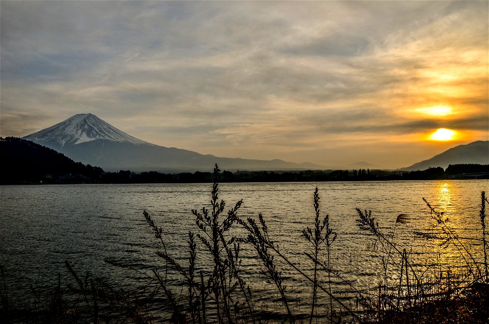 Fuji mountain in the evening. Japan