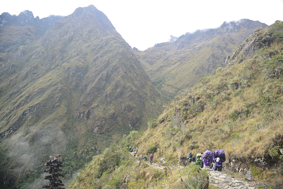 Tourists hiking the Inca Classic Trail in Peru