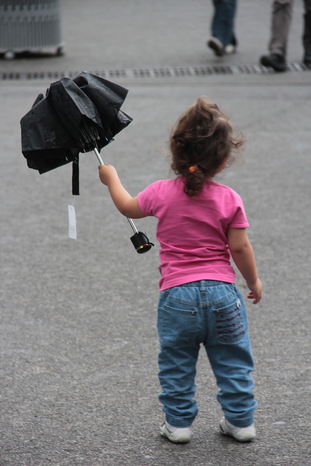 Small child umbrella autumn