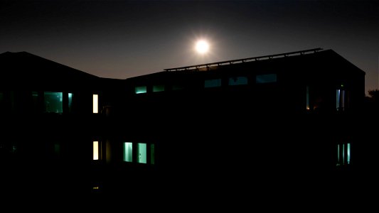 Moon over Campus Väst, Lysekil photo