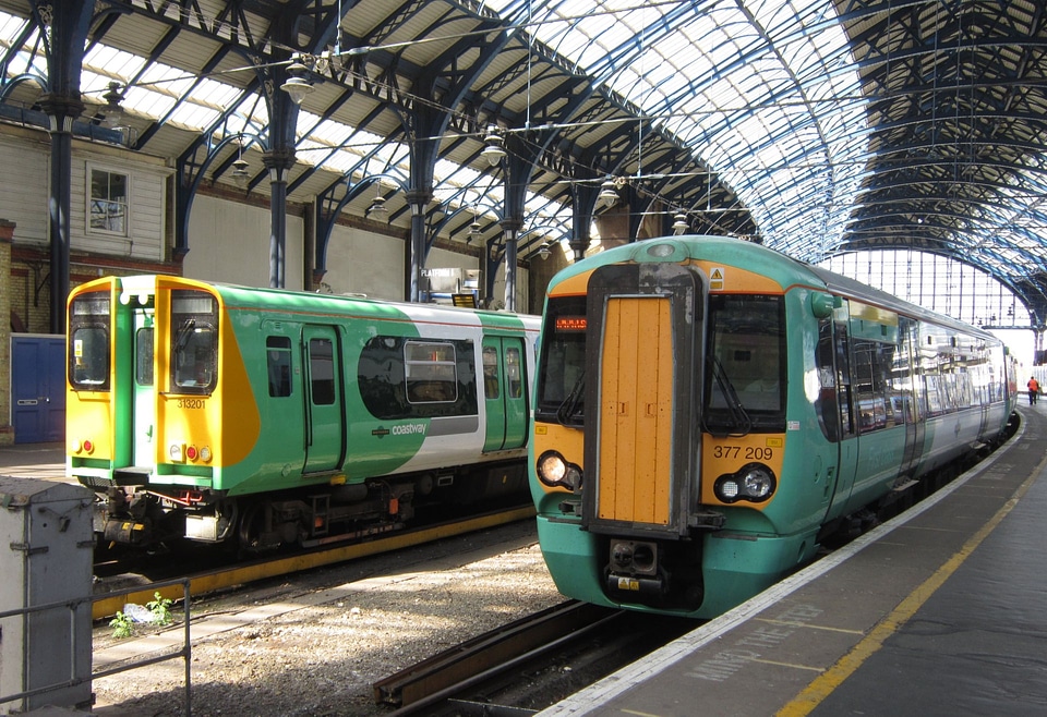 Southern trains at Brighton railway station