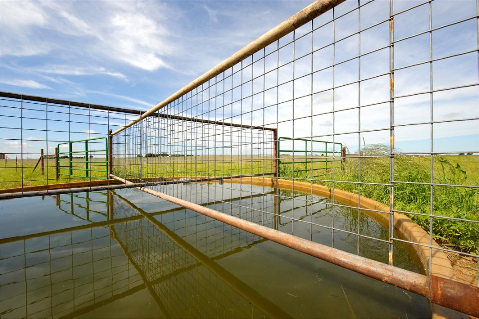 Water storage facility in rotational grazing system, Wheeler County near Wheeler, Texas.