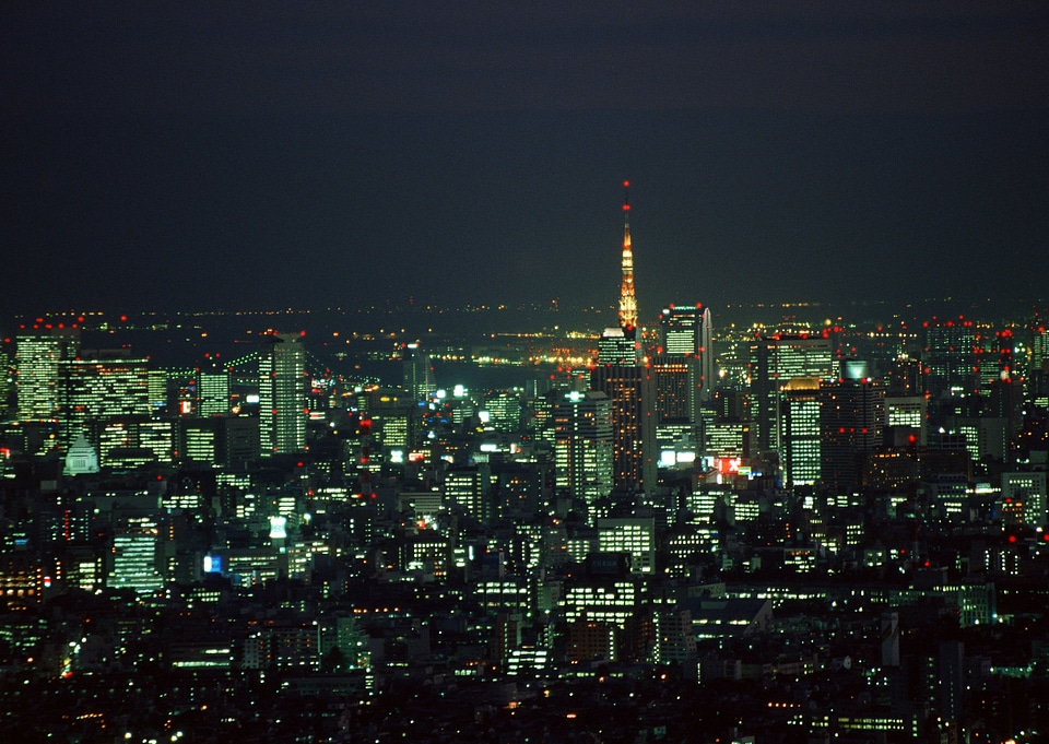 Cityscape of Tokyo downtown at night
