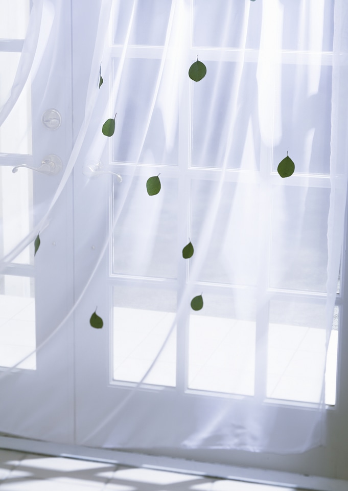 leaves Pattern white Curtain