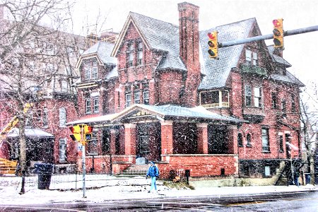 Buffalo New York - Elmwood District - Historic Area - Winter Snow Day photo