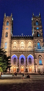 Notre-Dame Basilica at dusk, Montreal photo