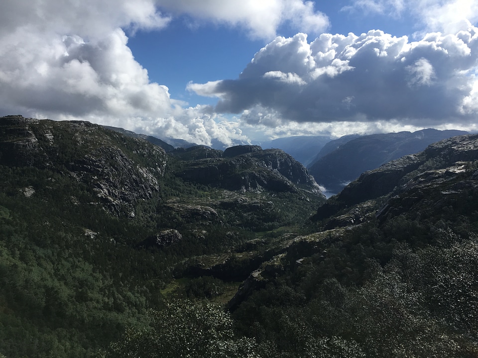 The trail to Troll's Tongue rock in Hordaland county Norway