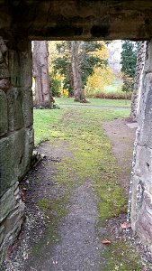 Whalley Abbey gate and chains and pathway
