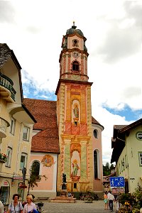St. Peter and Paul Church Steeple in Mittenwald, Bavaria, Germany
