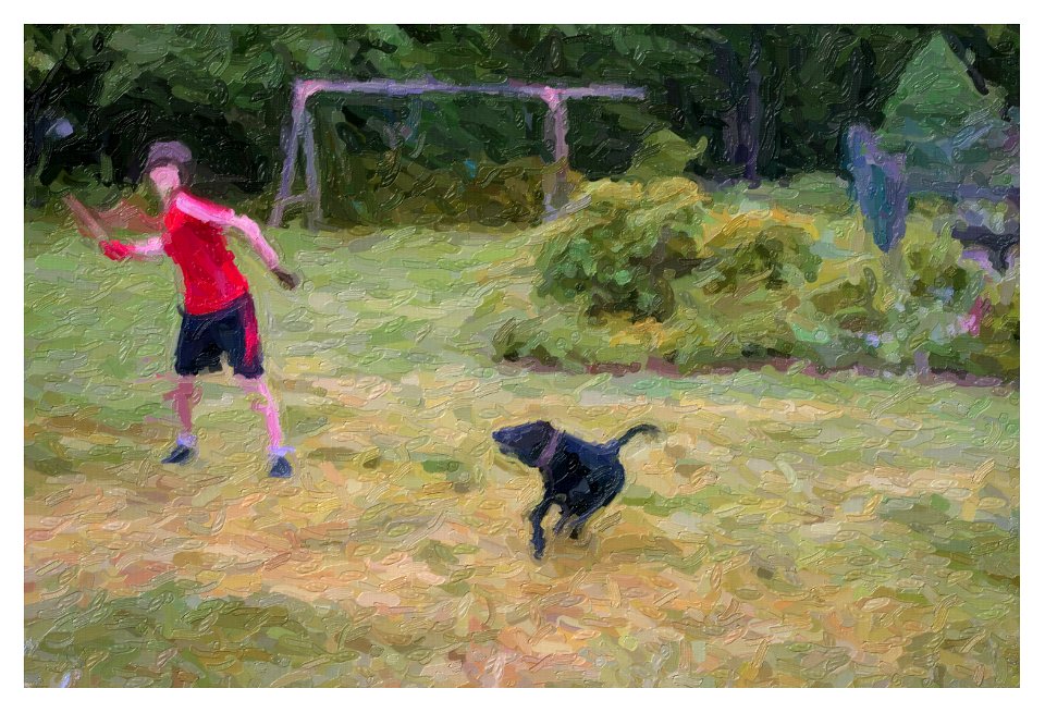 nick hitting ball with binxy in the back yard