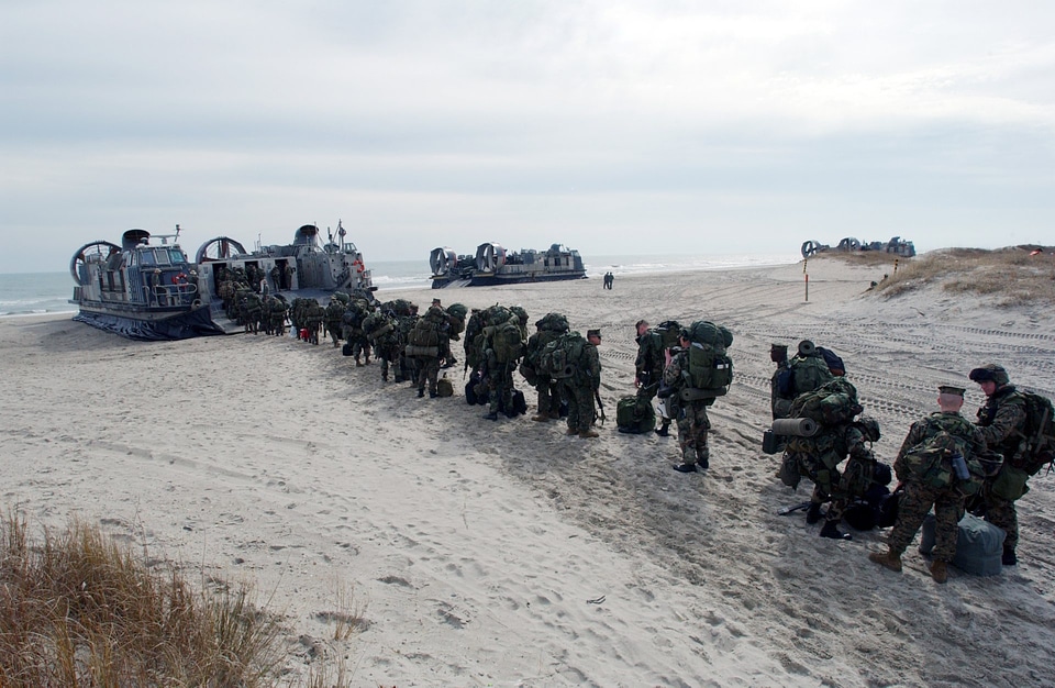 Marine Expeditionary Unit board a Landing Craft Air Cushion